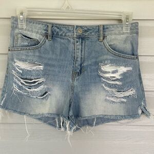 PacSun High Rise Distressed Denim Cutoff Shorts Size 28